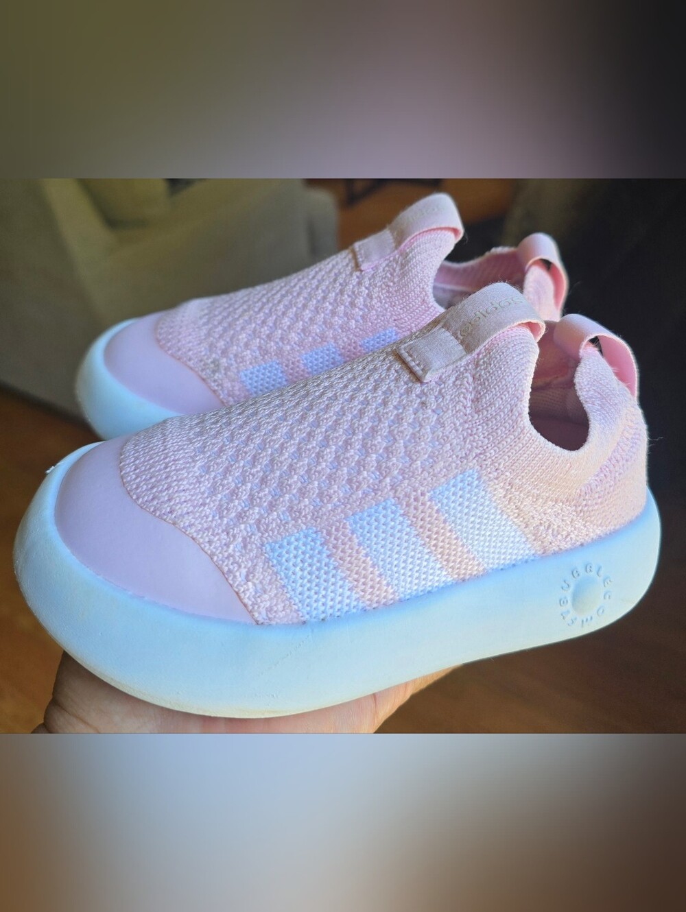 Sz 9 Toddler Girl's ADIDAS BUBBLECOMFY Pink Slip-on Shoes